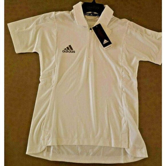 adidas GL7907 Women's Size S White PrimeGreen 1/4 Zip Shortsleeve Coord Polo - Picture 1 of 5